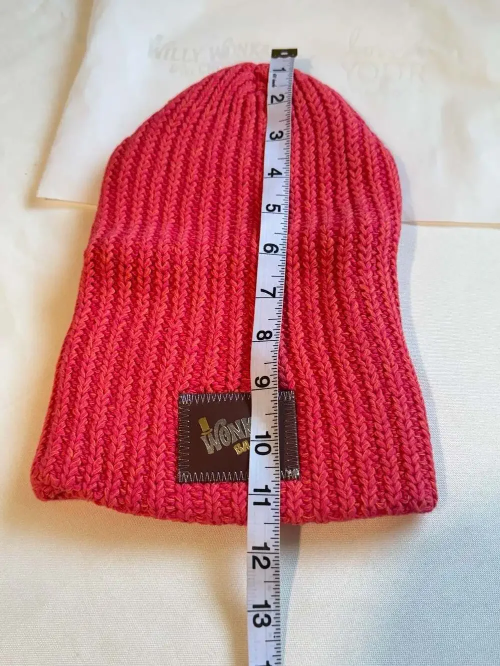 Slouchy Red Knit Beanie Hat Streetwear Y2K Cozy Winter Unisex NWT Wonka Bars